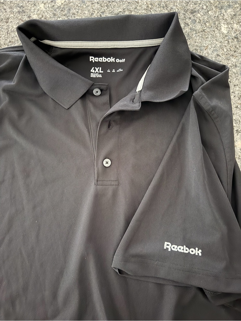 Reebok Men's Black Polo Golf Shirt with White Logo